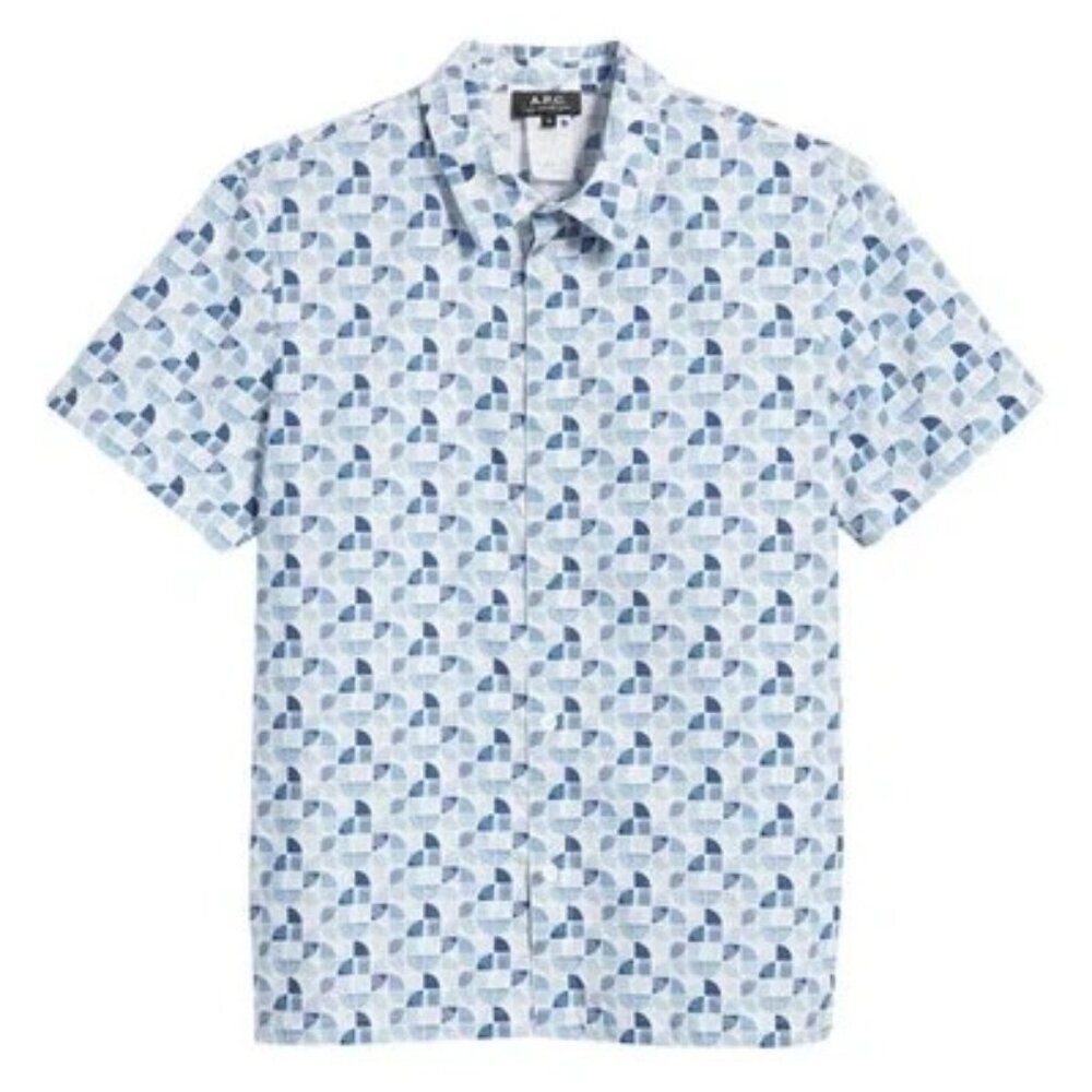 A.P.C. Paris Chemisette Leandre Short Sleeve Button Front Shirt Mens Size Large